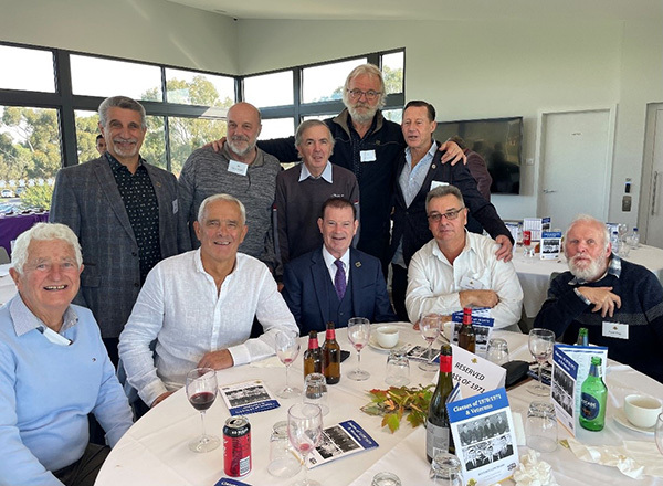 Long-serving College teacher Ian Bibby (seated far left) with members of the class of '71.