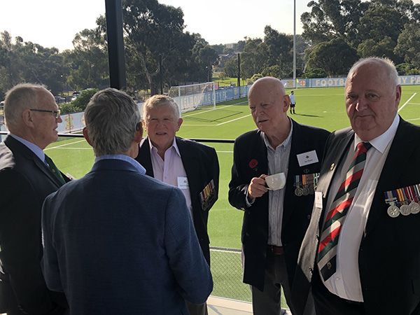 Left to right: Vietnam veterans Paul McCrohan OAM (back to camera), John Stretch, Kevin Pilkington, Ian Dunn and Michael Prendergast